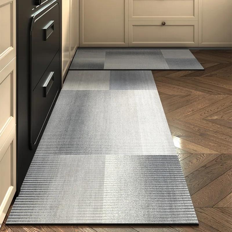Kitchen Floor Mat Non-slip Oil-proof Waterproof Carpet PVC Leather Dirt-resistant Wipeable Foot Mats Household Long Size Rug