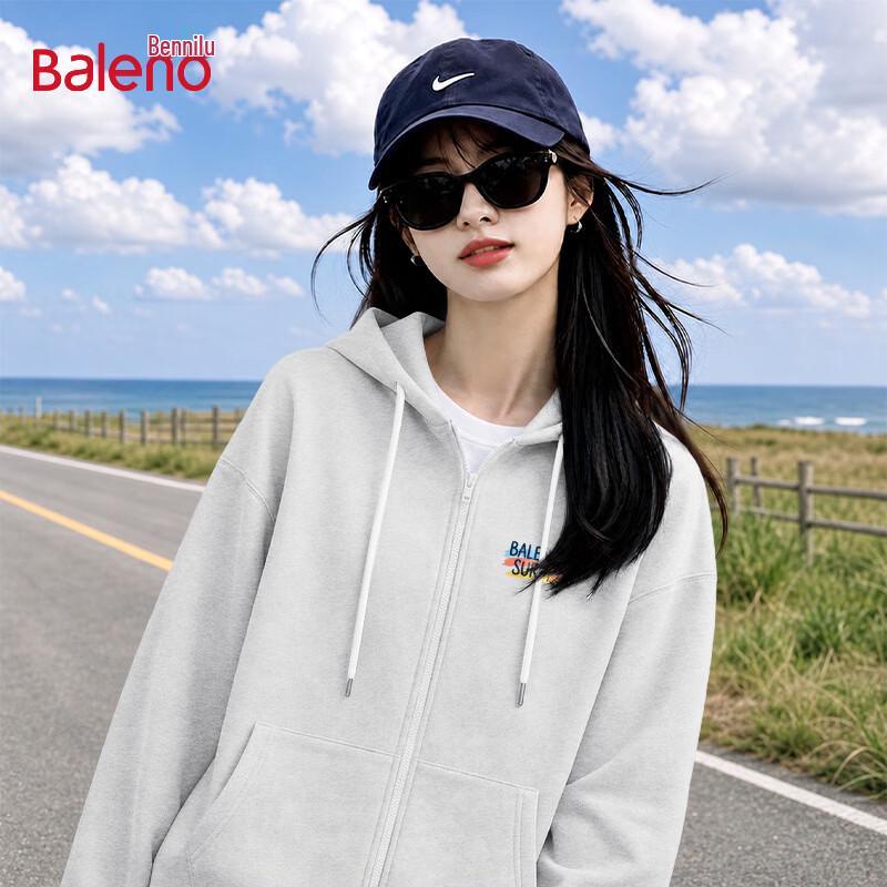 Baleno Women's Casual Loose Fit Zip-Up Hooded Sweatshirt