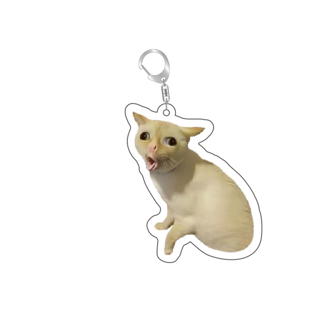 Super Uroczy Kot Wyskakujący z Chleba Meow Meme Brelok Breloczki Pierścień do Akcesoriów Zawieszka do Torebki Brelok Biżuteria Fani Kochają Prezenty