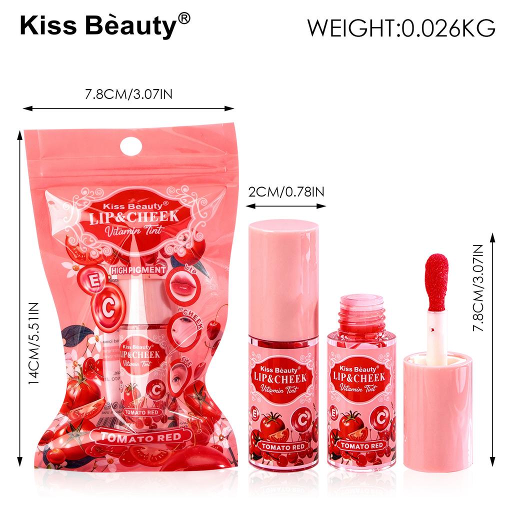 Kiss beauty lip gloss blush liquid lip cheek dual purpose complexion natural whitening lip gloss