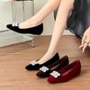 Burgundy Suede Rhinestone Flats with Square Toe - Women's Low Heel Slip-On Shoes for Autumn/Winter 2025.