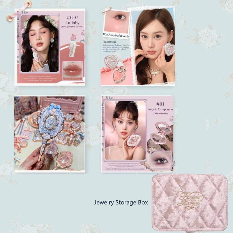Flower Knows Makeup Gift Box Shimmer Eye Shadow Palette,Eyeliner Cupid Lipstick Full Coverage Concealer All-in-One Beauty Kit