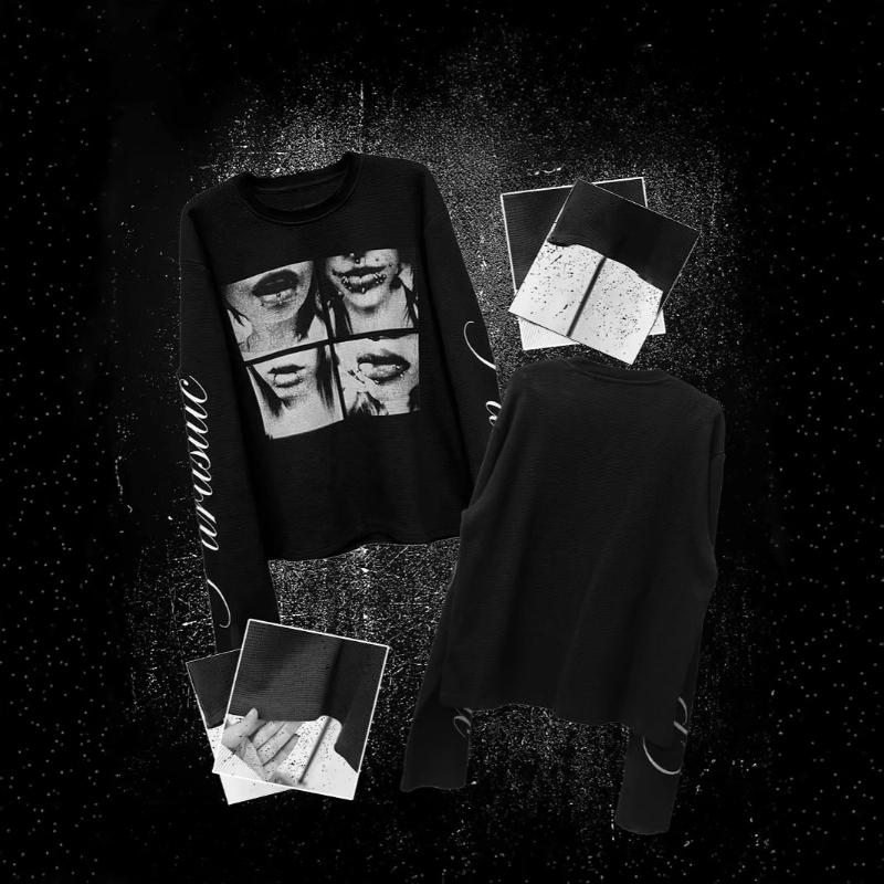 Europeisk og amerikansk Y2K retro bokstavtrykket street punk unisex langermet skjorte