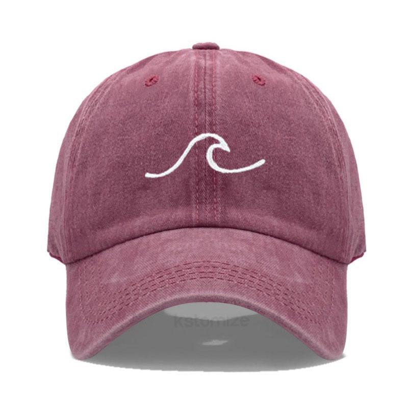 Men'S Baseball Cap Women'S Washed Cotton Waves Embroidery Embroidery Dad Hat Sport Golf Caps For Man Sun Hats Dropshipping