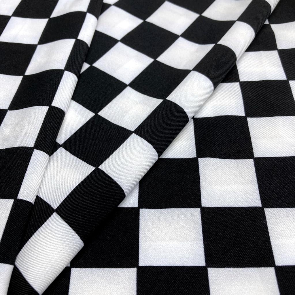 Checkered Chiffon 145cm Japanese Craft Check Pattern [moonfarm] Fabric, Wide, Pattern, White, Black, Monochrome, Checkered, Fabric, (3m, Large)