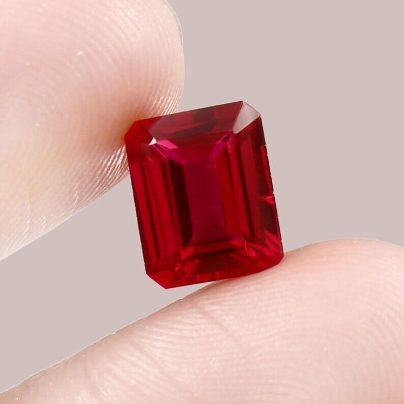AAA 12x6 MM Flawless Blood Red Ruby Emerald Cut Loose Gemstone Mozambique