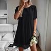 Vente Chaude, Robe d'Été Unie pour Dames Robe à Col Rond Manches Courtes Vêtements pour Femmes