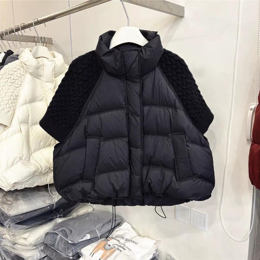 Women's Cotton Vest Jacket Autumn Winter Loose Casual Stand Collar Pocket Puffer Waistcoat Coat Trendy Outerwear