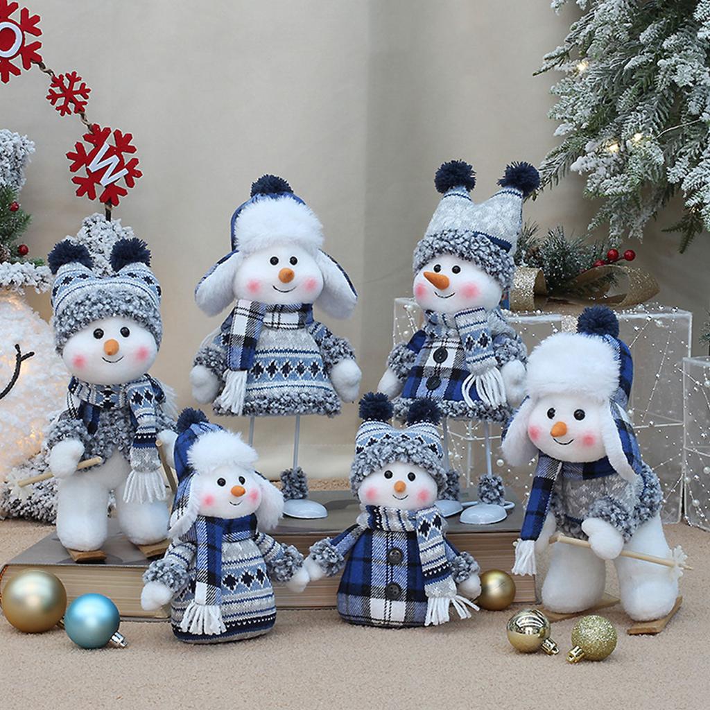 2024 New Christmas Decorations Blue Series Snowman Christmas Doll Gift Craft Home Decor 2024 Happy New Year