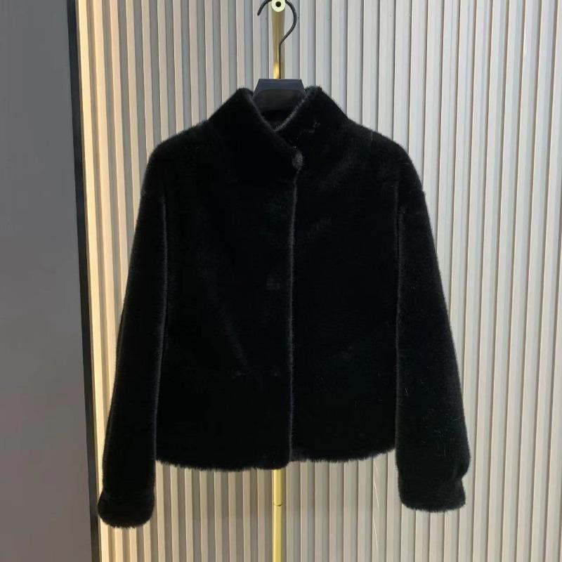 Imitation Velvet Fur Jacket Light Stand-up Collar Short Coat Women's Winter Fluff Jacket Padded with Cotton