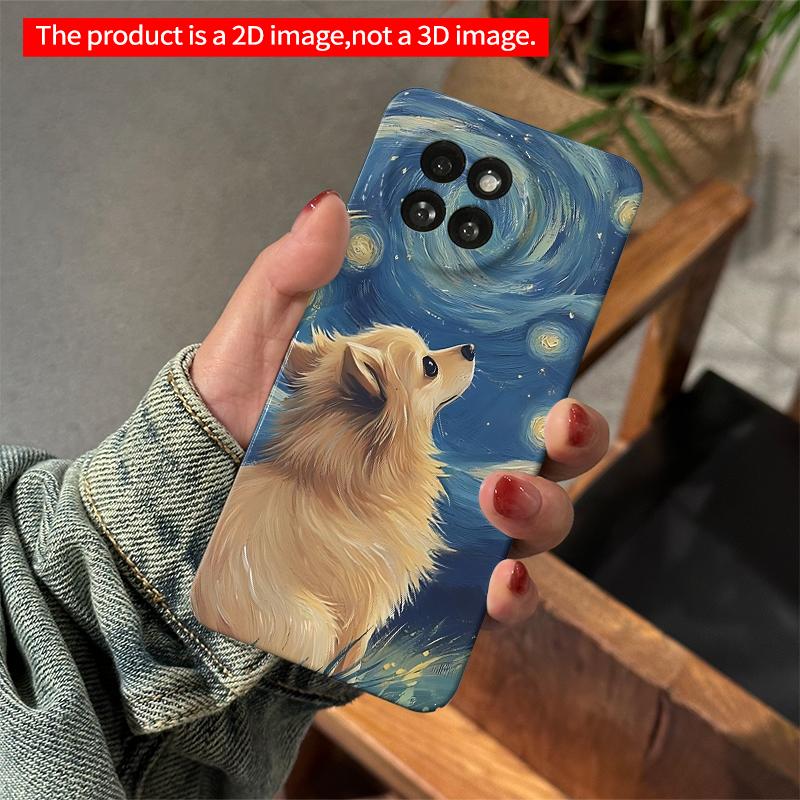 2DFlat Xiaomi Redmi phone caseStarry Night Dog Wallpaper Phone Casesuitable for Redmi Note 11 12 13 14 A3 K80 15 17 Ultra
