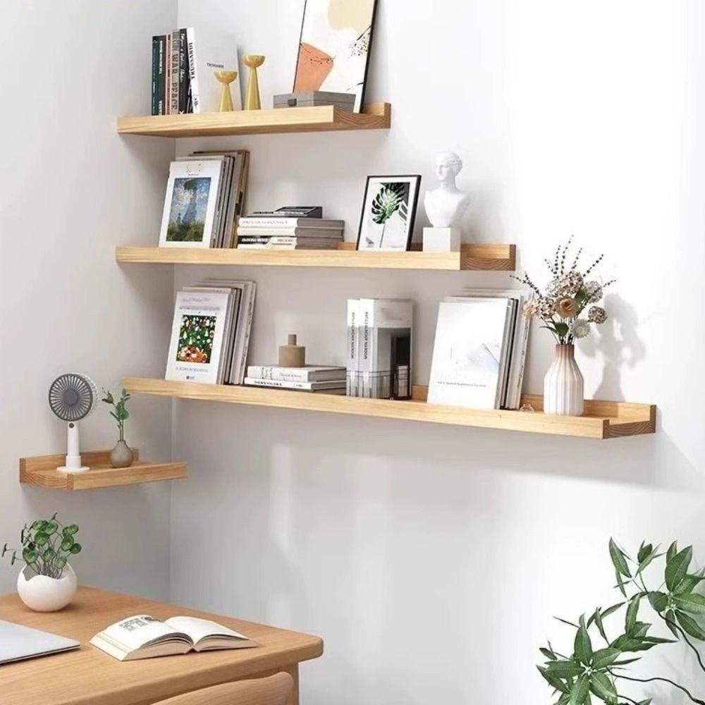 Decorative Wooden Floating Shelf Minimalist Style Bookshelf Organizer  Kitchen