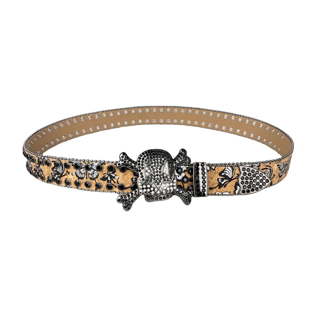 Punk Skull Belt Hip Hop Style Inlaid with Rhinestone Print Hot Girl Style Rock Fashion Decoration Belt