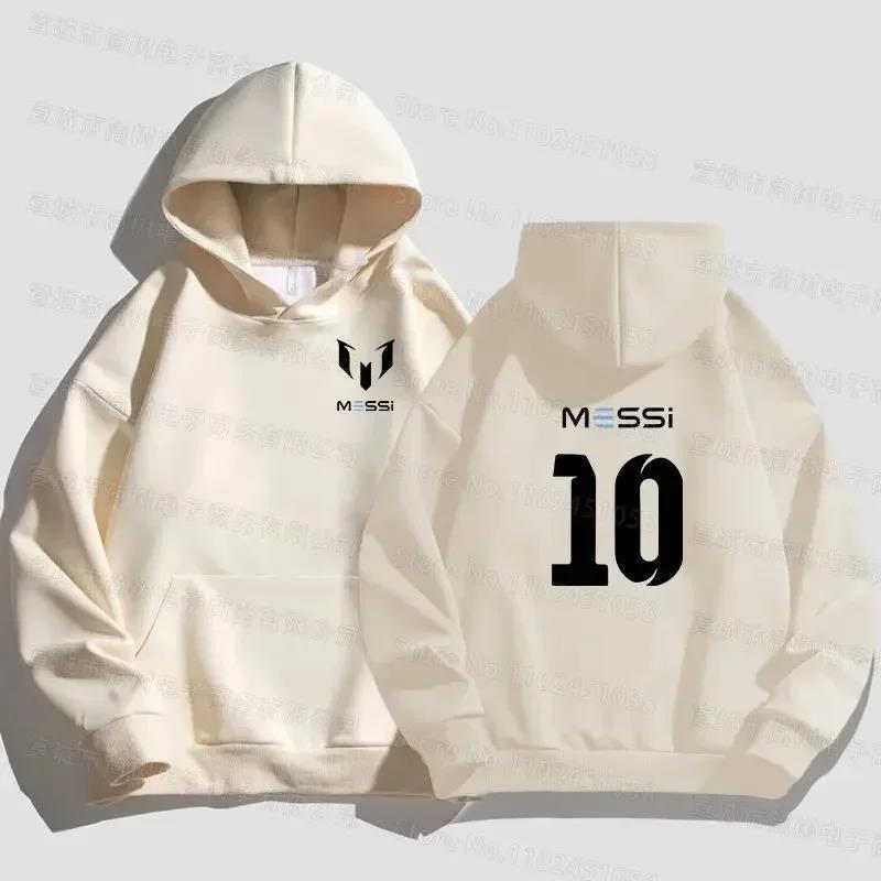 Felpa con cappuccio da uomo stampata MESSI Moda Semplice Maglione Top Largo Felpa Streetwear
