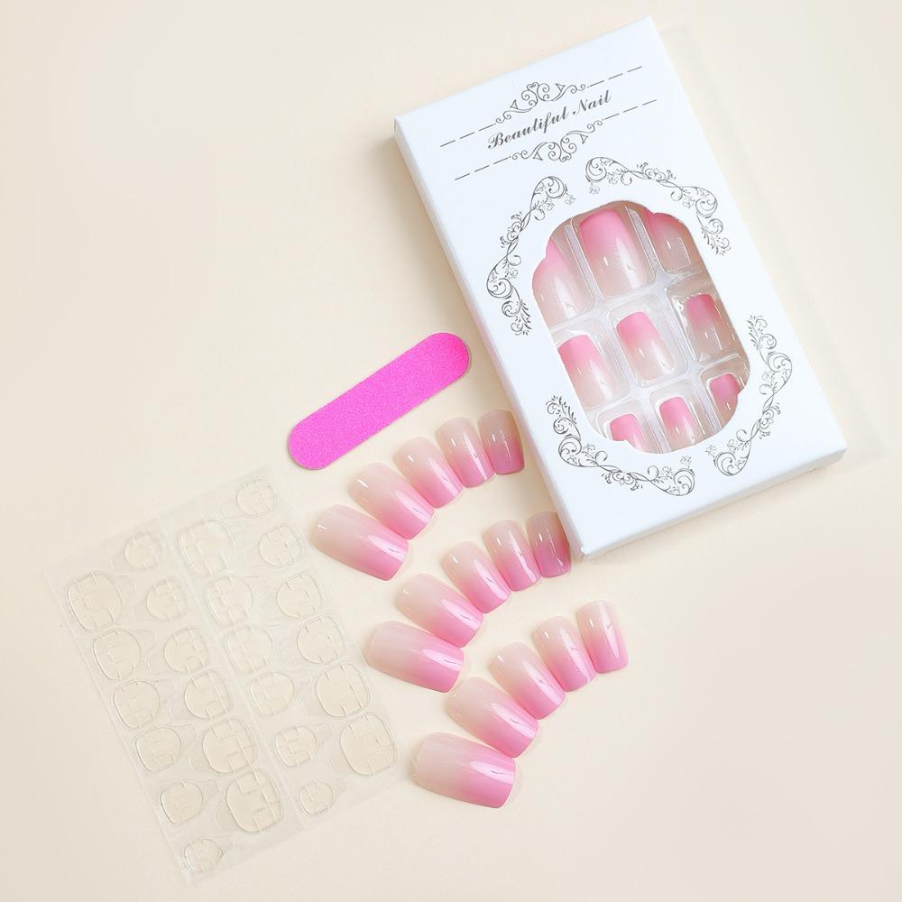 Full Cover False Nail Square Head Nail Tips Detachable French Fake Nails  Women