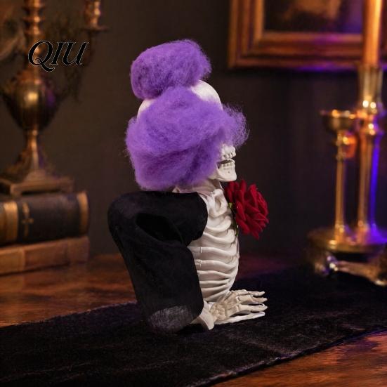 Halloween Skull Decor Candle Lantern with Color Changing LED Lights, Realistic Tabletop Horror Bone Texture Flameless Lamp for Indoor And Outdoor