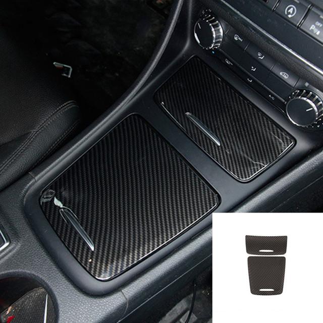 Carbon Fiber Color Center Console Water Cup Frame Decoration Trim For Mercedes Benz GLA X156 CLA C117 A Class W176 RHD LHD