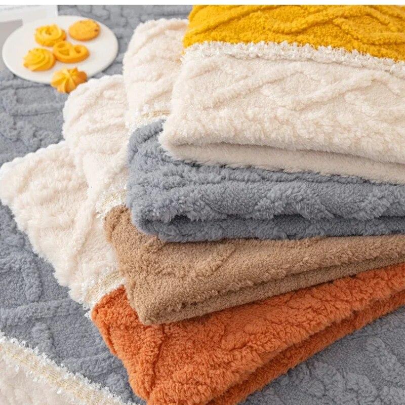 Nordic Color Matching New Sofa Cushion Winter Thick Plush Seat Cushion Modern Minimalist Anti Slip Sofa Cover
