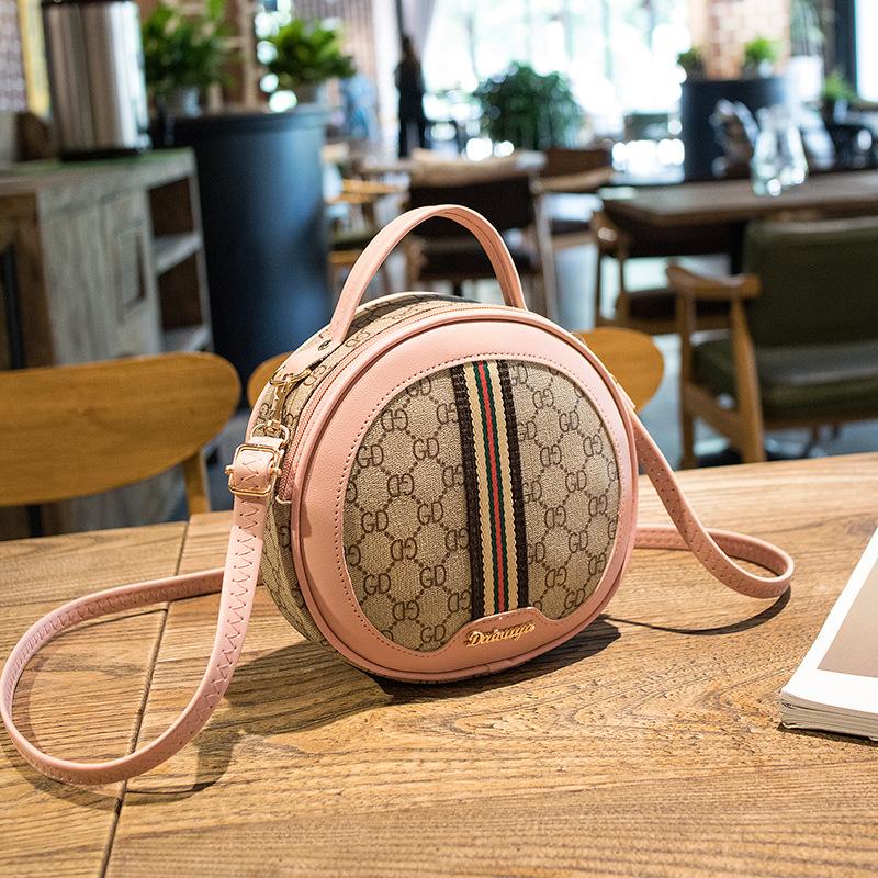 Retro Fashion Printed Shoulder Crossbody Small Round Bag Versatile Light Luxury Women's Bag