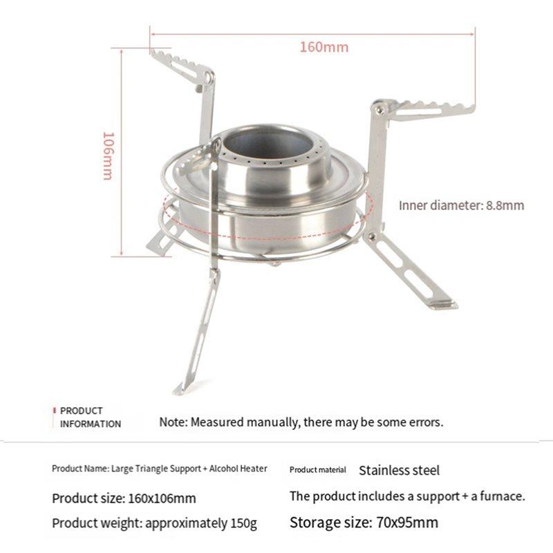 SHGO-Aluminum Alcohol Burner 100Ml Mini Backpacking Stove Stainless Steel Folding Stand