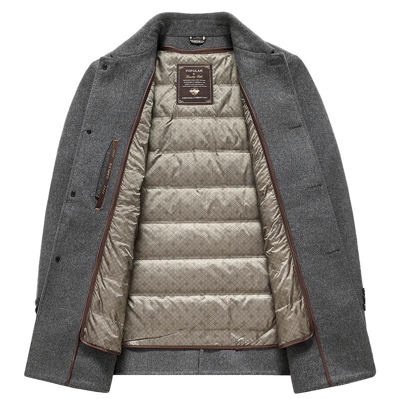 Deebinze Men's Winter Wool Blend Overcoat with Detachable Down Liner