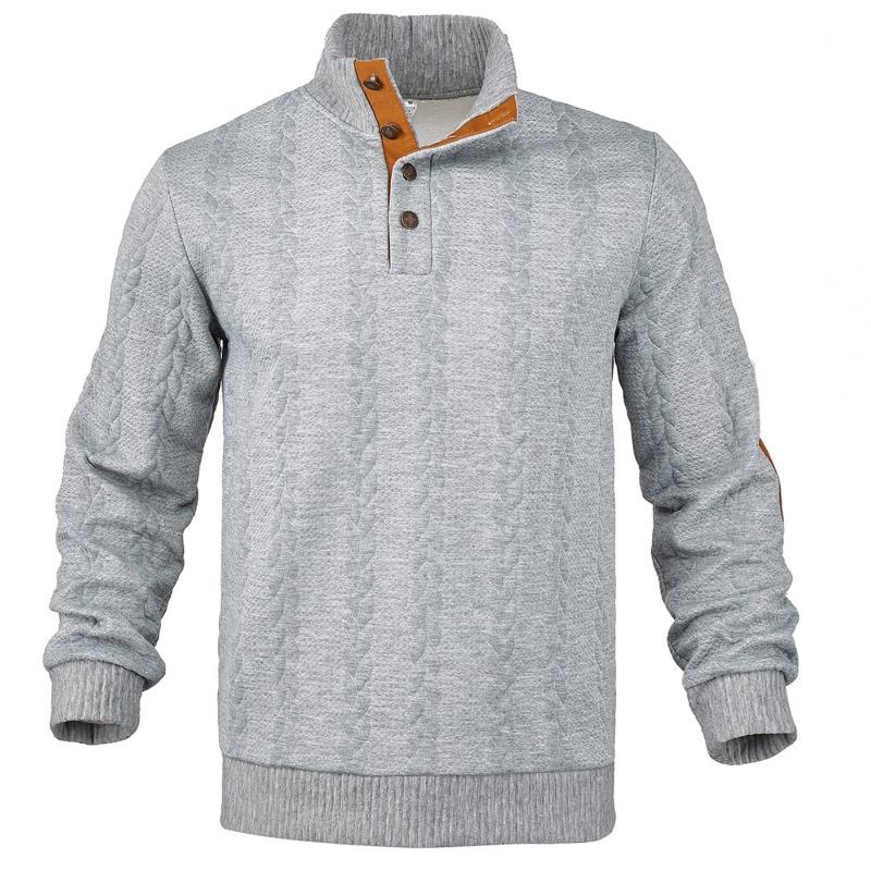 Embroidered Henry Autumn and Winter Loose Casual Sports Stand Collar Buttoned Trendy Sweater
