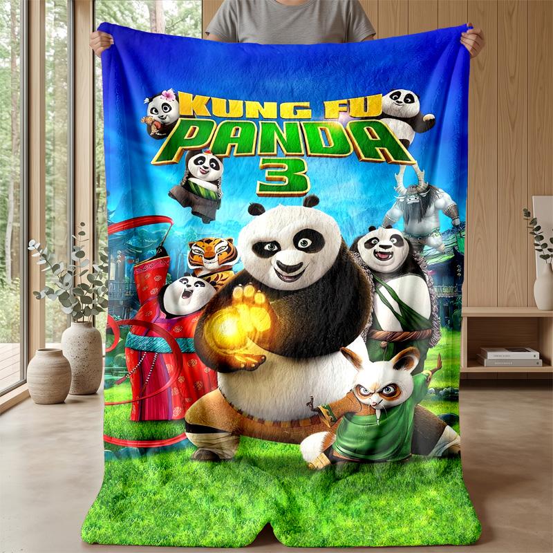 Kung Fu Panda Cozy Flannel Blanket, Comfortable Warm Throw Blanket for Bedroom Sofa Home Use