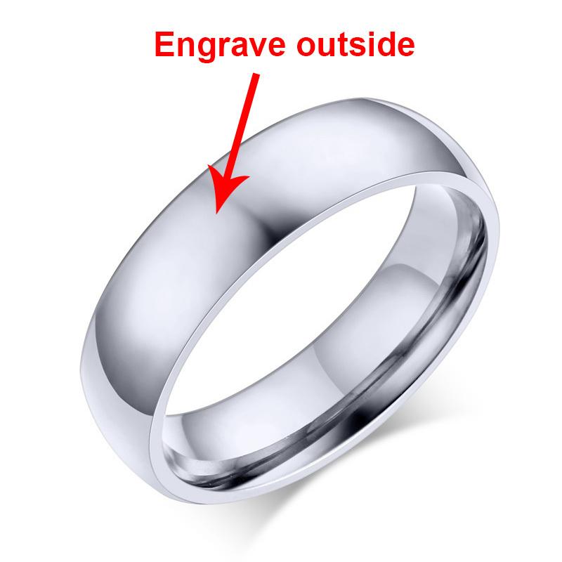 Vnox Personalisierter Ring aus Edelstahl mit abgeschrägter Kante und gebürstetem Mittelring für Männer und Frauen, schwarzer Ehering, individueller Ring mit Namen, Buchstaben und Datum