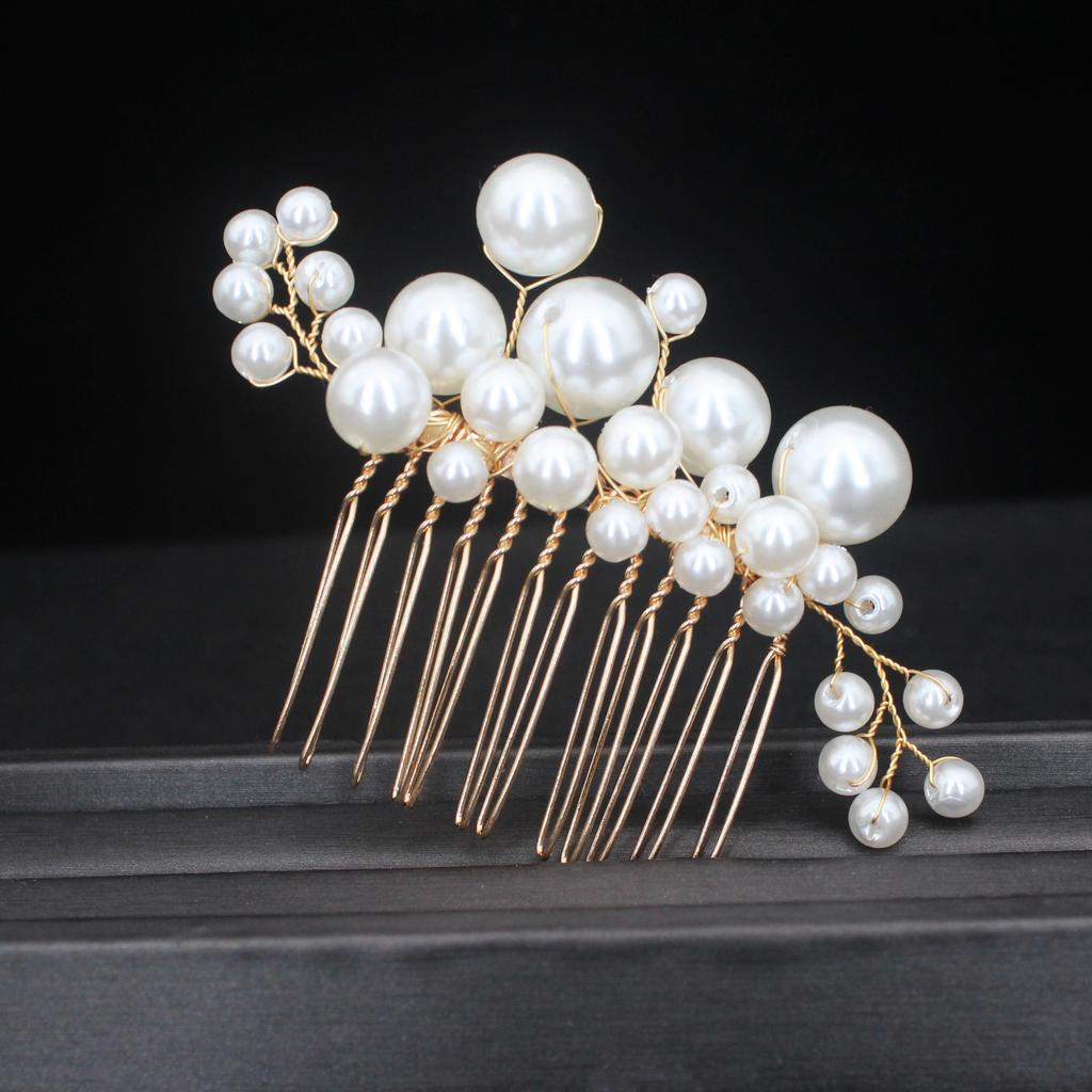 Trendy Handmade Wedding Hair Comb Leaf Flower Bridal Hairpins Pearl Head Jewelry Girls Hair Accessories Hairstyle Design Tools