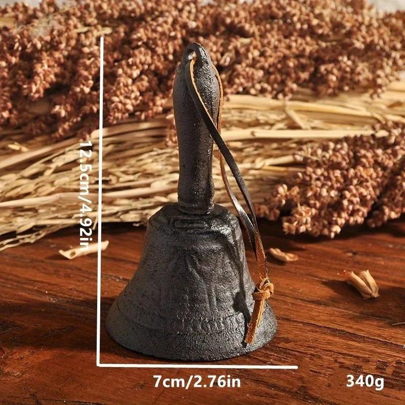 

1Pc Retro Nostalgic Creative Vintage Cast Iron Hand Bell for Wedding Decoration Church Classroom Hotel Retro Craft Alarm