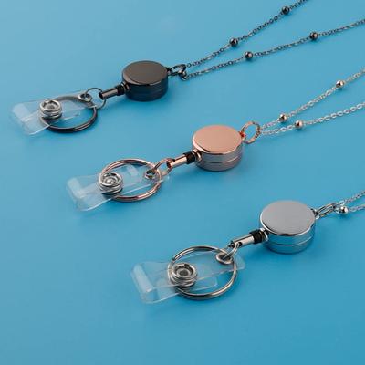 Yousheng Ausweis-Lanyards Einziehbarer ID-Halter Wasserdichtes Lehrer-Lanyard mit 2 Kartenhaltern Kunstperlen Vertikale ID-Kartenhülle