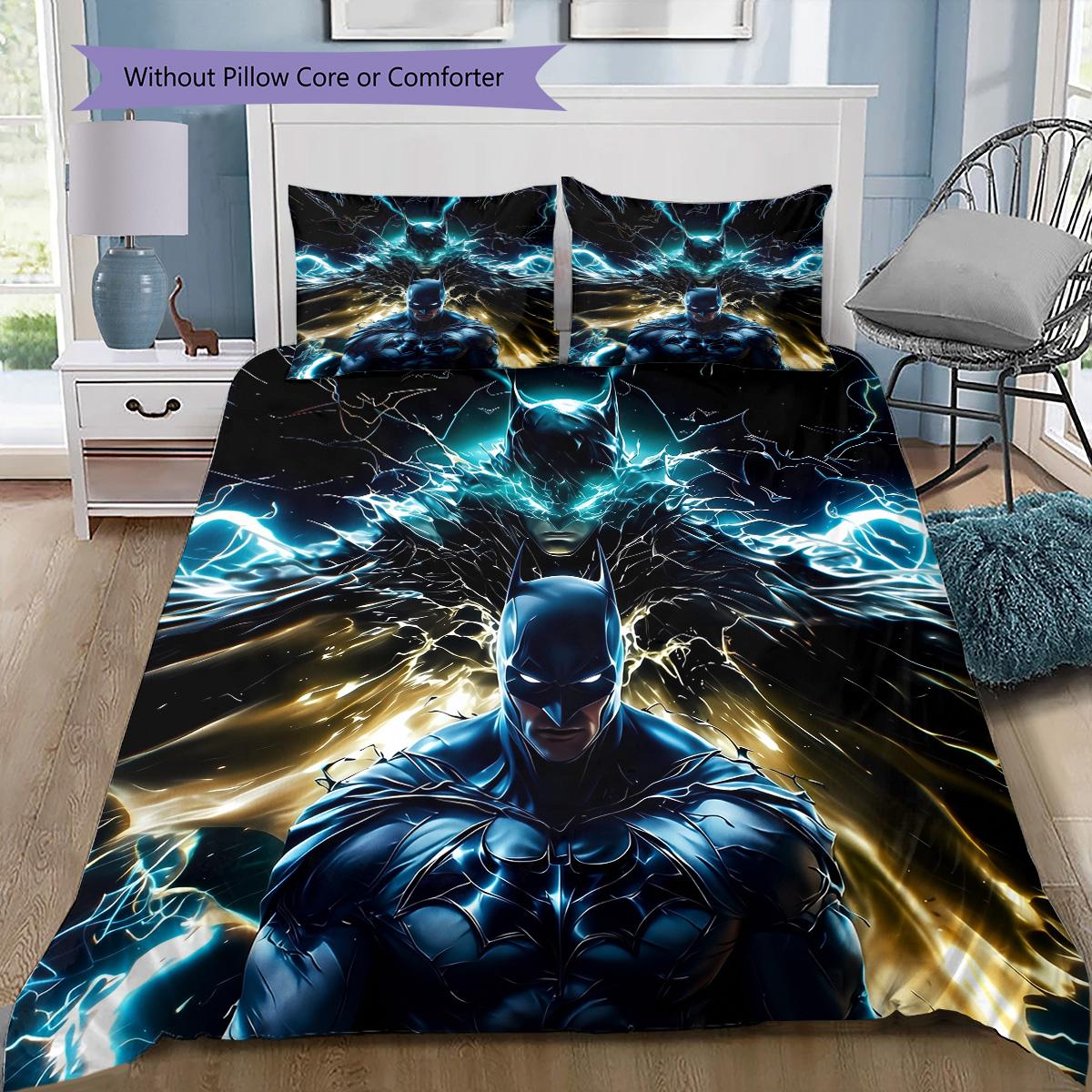 

Flash & Batman Bedding Set,1 Duvet Cover &2 Pillowcases,Home Use,Great Gift 135x200cm