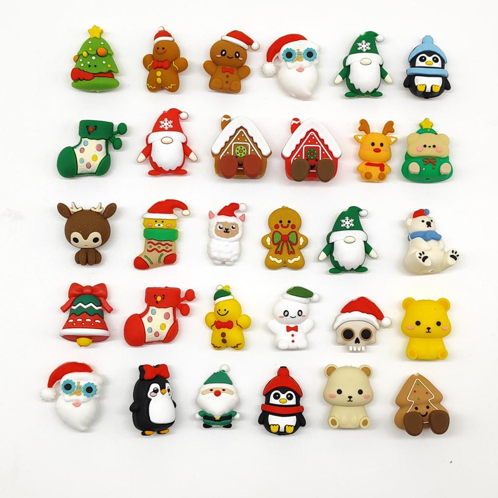 3D Santa Claus Silicone Beads Cartoon Pen for DIY Jewelry and Epoxy Crafting