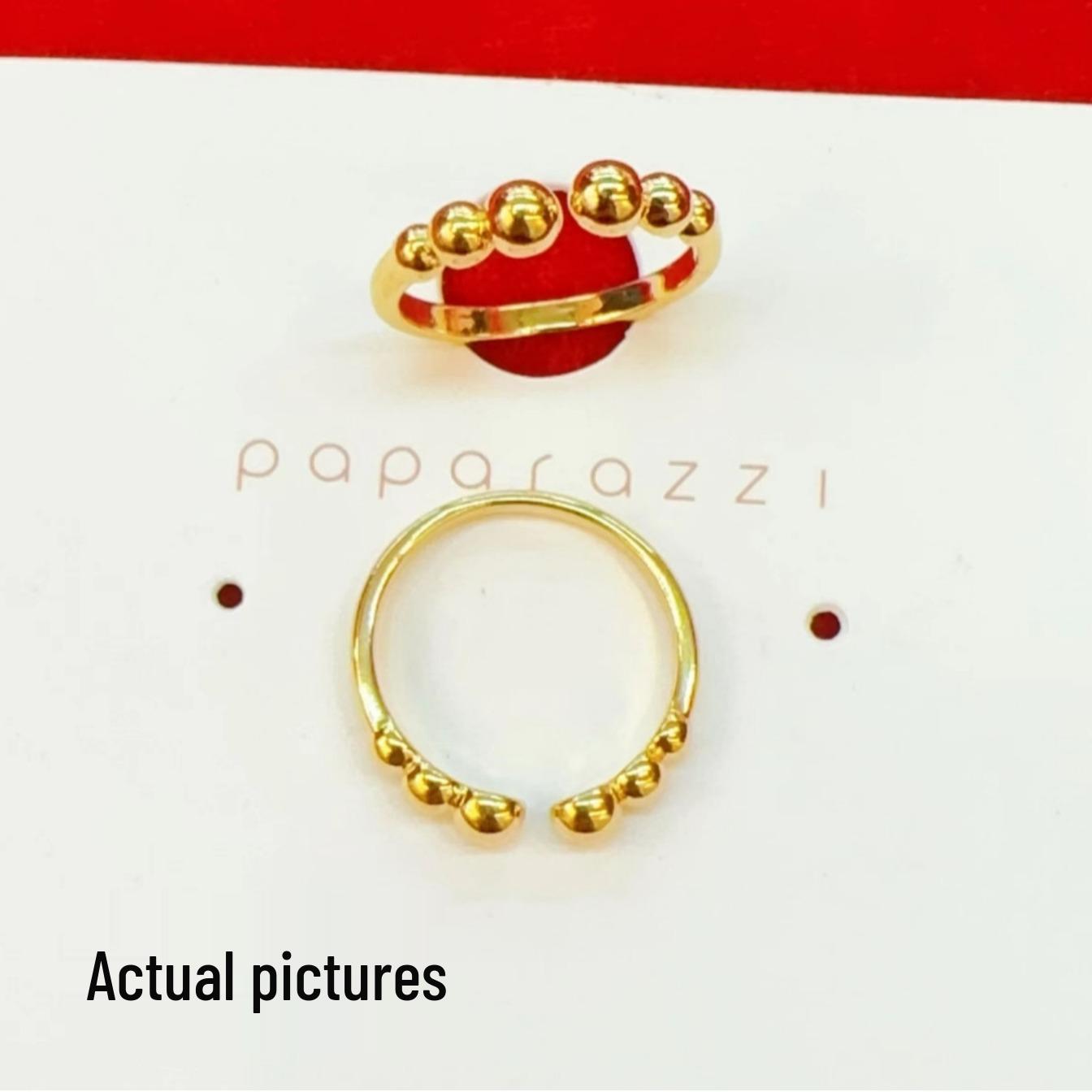 

Adjustable Open Band Golden Bead Ring – Imitation Gold Jewelry Gift for Her Adjustable Open Band