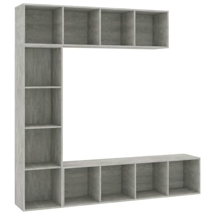 VidaXL 3-piece bookcase/TV Stand Set Concrete Grey 180x30x180 Cm