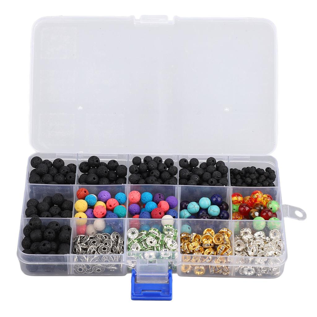 Korálky z lávového kamene DIY Ručně vyráběná sada barevných lávových korálků pro výrobu šperků, výrobu náramků