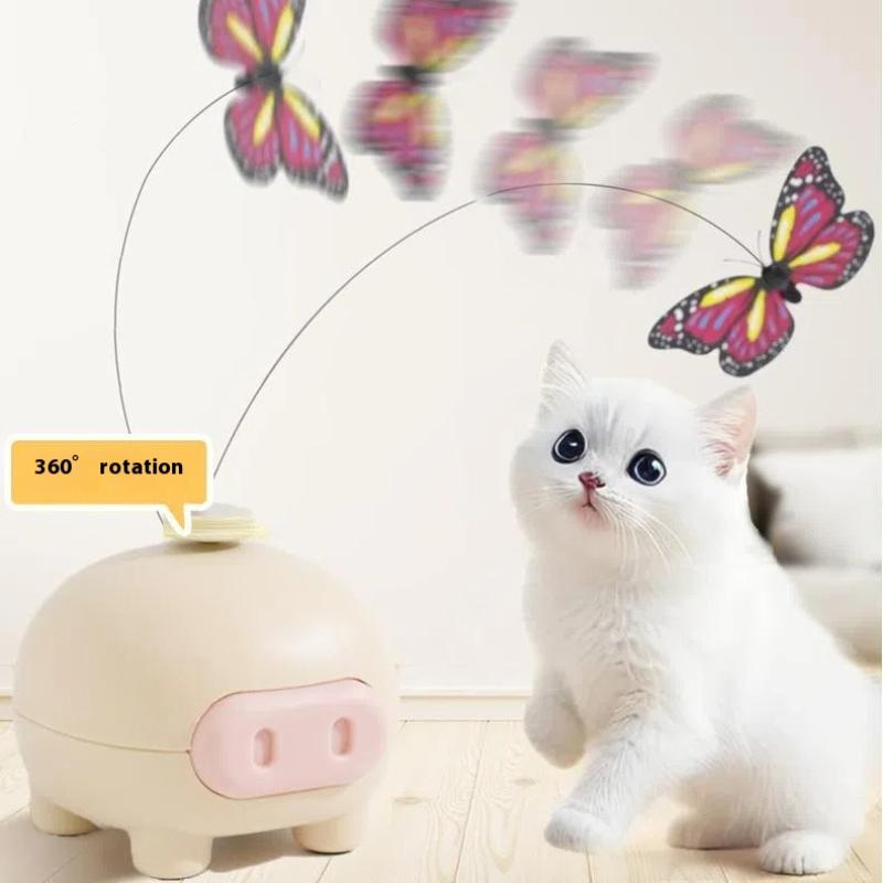 Elektronisches interaktives Katzenspielzeug Elektrisches intelligentes automatisches Rotationsspielzeug Niedliches Schweinchen Lustiges elektrisches rotierendes Schmetterlingsspielzeug