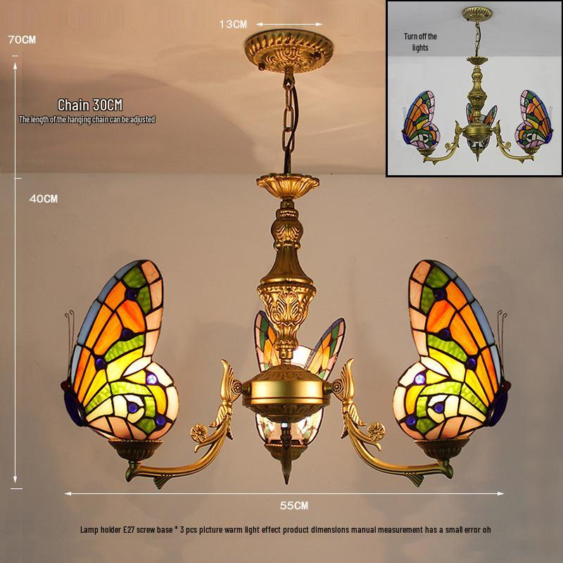 Tiffany Butterfly Pendant Light for Bedroom, Dining Room, Bar, Coffee Shop, Creative Club, KTV, and Counter Lighting