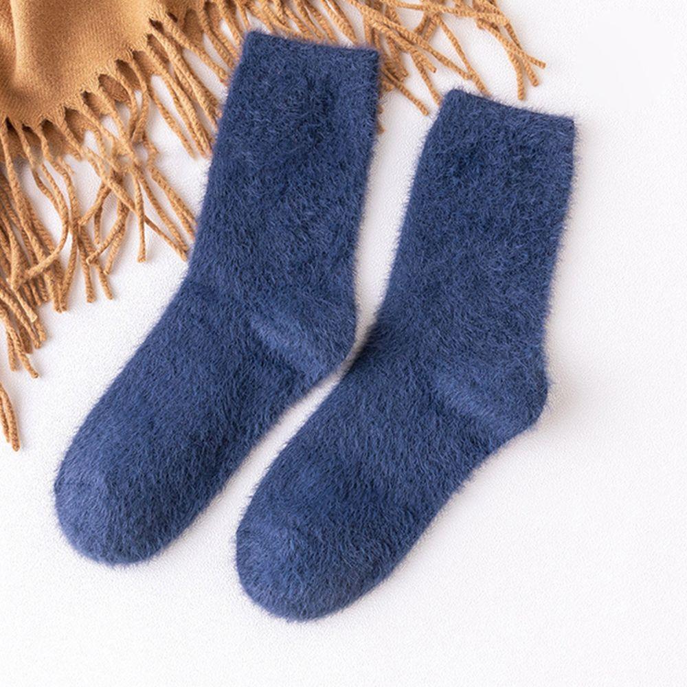 Korean Style Fashion Design Student Women Socks Mink Fur Fleece Socks Floor Socks Mid-Tube Hosiery