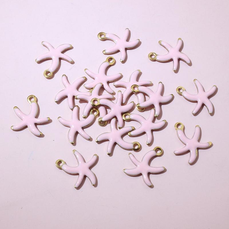 20pcs Stainless Steel Small Enamel Starfish Charms Pendant 10.5x10mm DIY Jewelry Making Accessories for Necklace Earrings