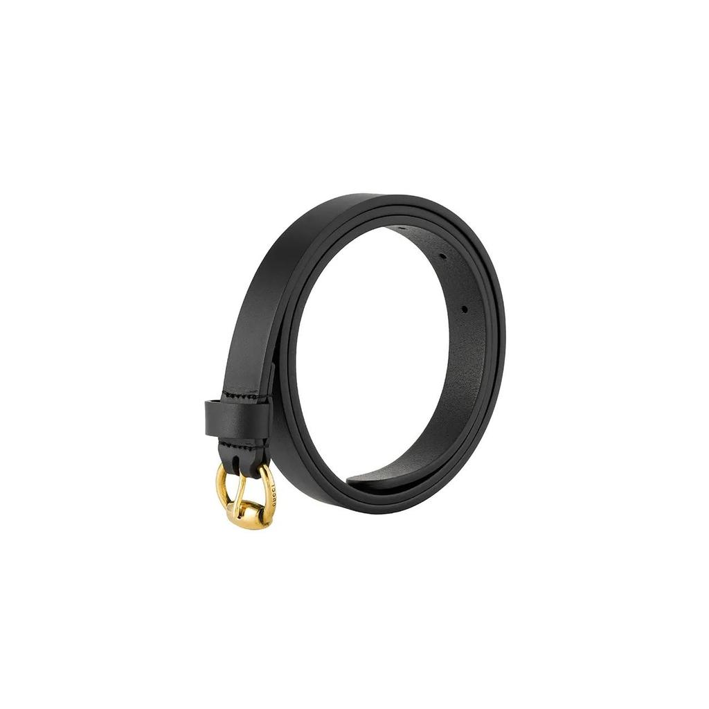 Gucci Feine Version einfarbiger Dornschließe Ledergürtel Damen Schwarz Breite 1,8 cm