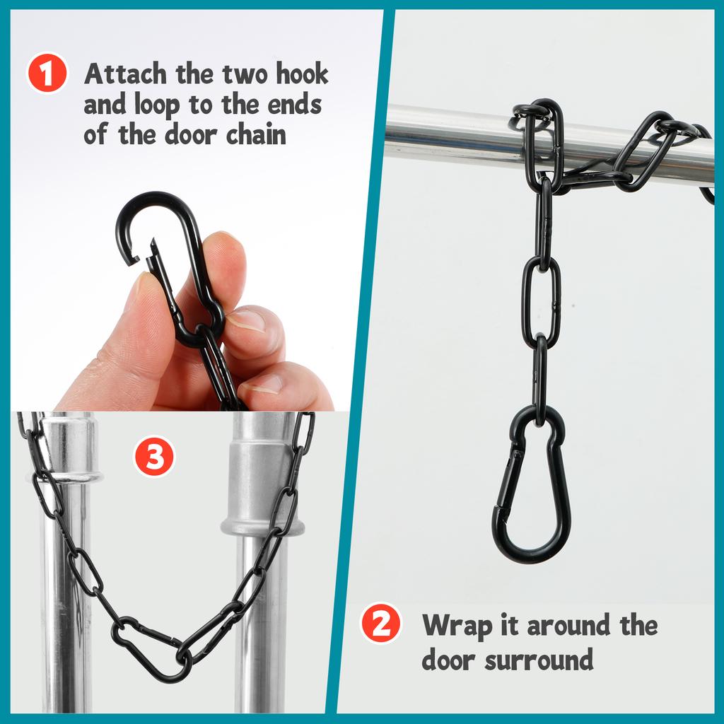 2 Pcs Gate Chain Lock Stainless Steel 20 Inch Link Gate Latch with Spring Buckle Weatherproof for Outdoor Fence Pet Cages Yard