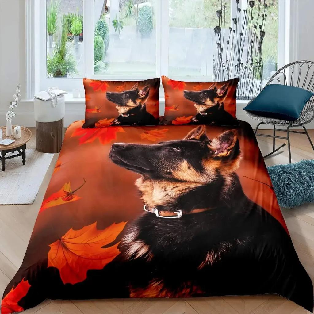 German Shepherd Duvet Cover Set Police Dog Comforter Cover Full King Size for Boys Animals Bedding Set Puppy Dog Bedspread Cover