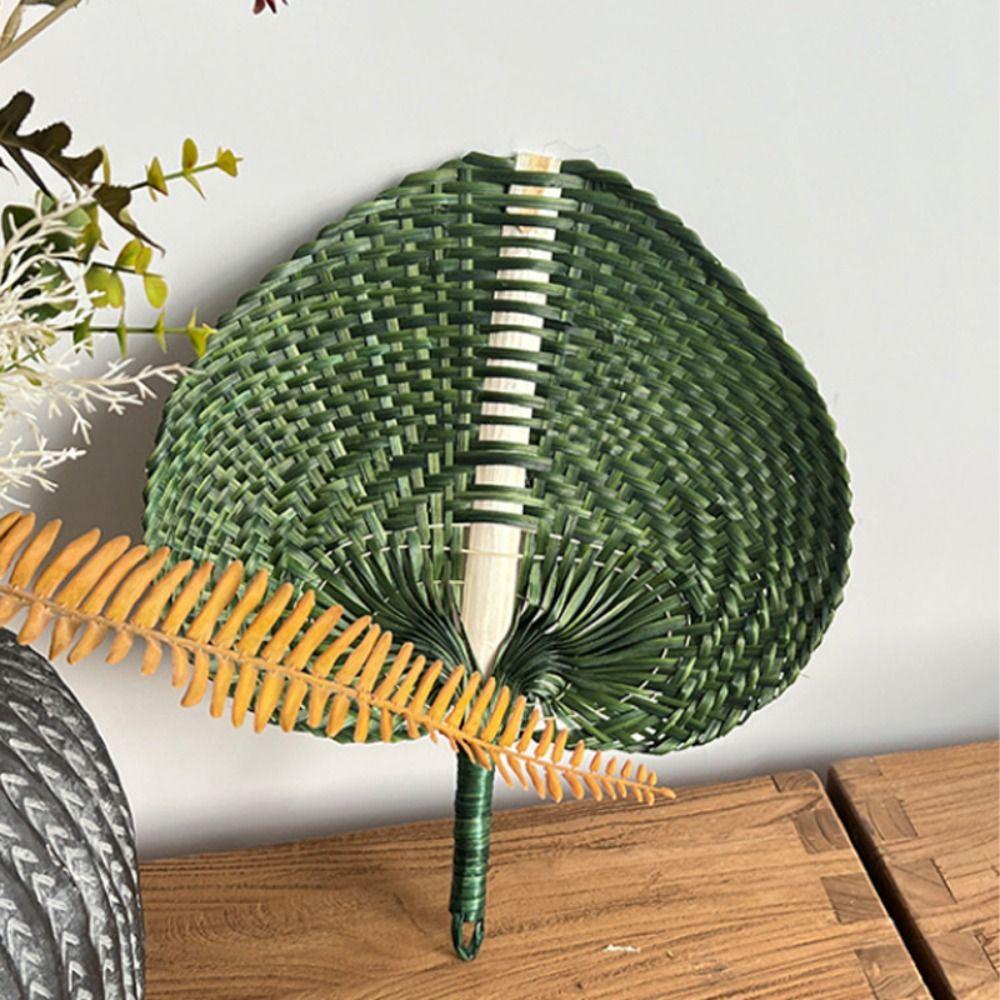

Lightweight Palm-Leaf Fan Handmade Rattan Fan Vintage Straw Fan Summer Style 1