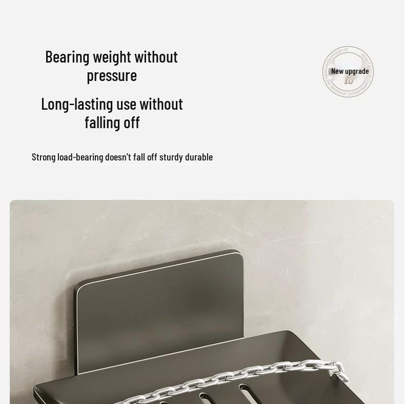 Gun Gray Aluminum Wall-Mounted Soap Dish - Creative Draining, Punch-Free Holder for Bathroom Storage