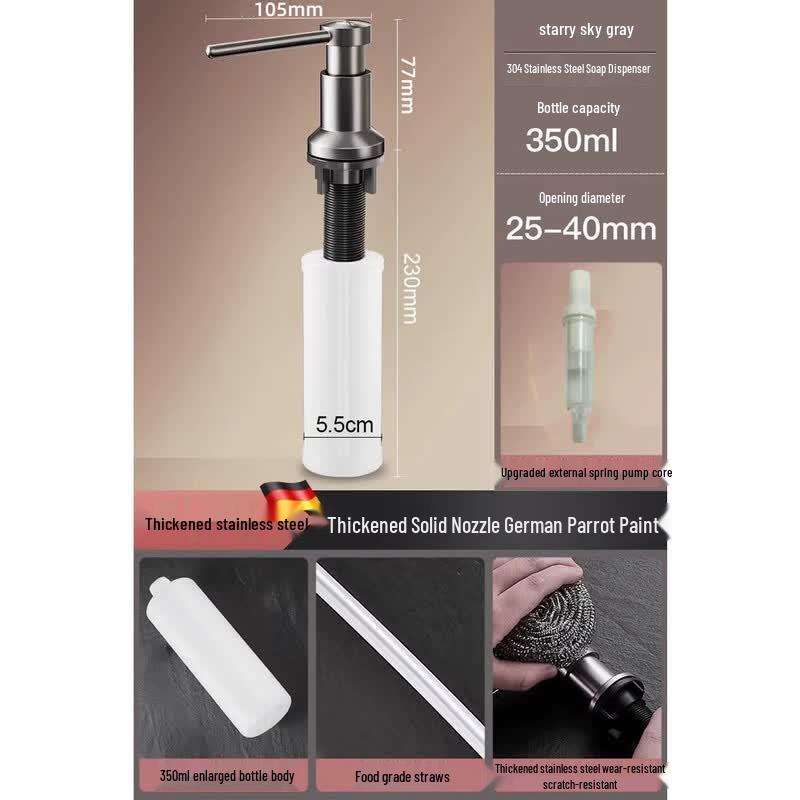 OIMG Kitchen Sink Soap Dispenser with 350ml Bottle