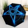 Blue Glowing Pentagram Symbol Tapestry Wall Hanging Decoration Umbrella, Cute Umbrella with Cute Design, Portable 3-Fold Compact Umbrella for Men & Wo