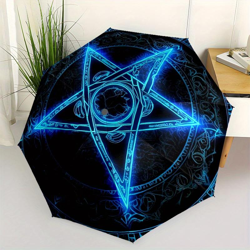 

Blue Glowing Pentagram Symbol Tapestry Wall Hanging Decoration Umbrella - Cute Umbrella with Cute Design, Portable 3-Fold Comp Iron&8K