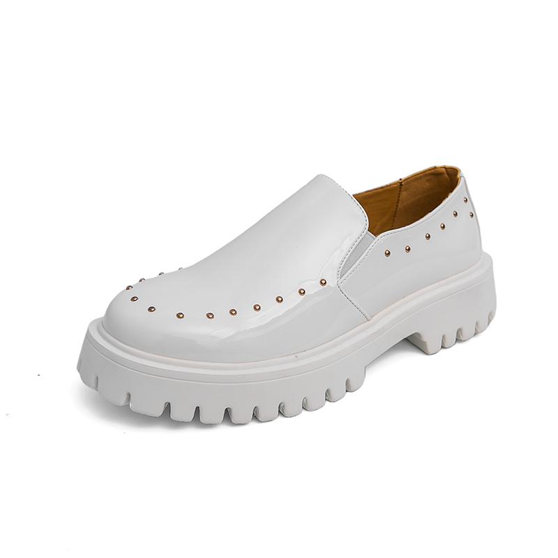 Fashion Lacquer Leather Men's Shoes Trendy Minimalist Black and White Style Fashion Party Daily Office Work Outdoor Street Shoes New