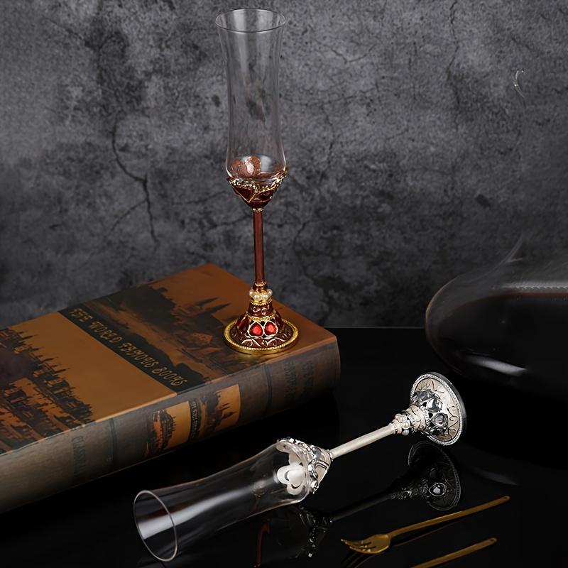 1pc Champagne Glass With Metal Stem Lead-Free Crystal Champagne Flute Premium Vintage Champagne Goblet For Bar Pub Club Restaurant And Home Use Drinkw